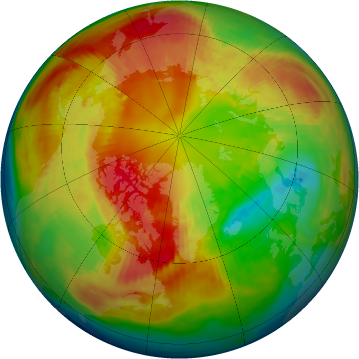 Arctic ozone map for 25 February 1983